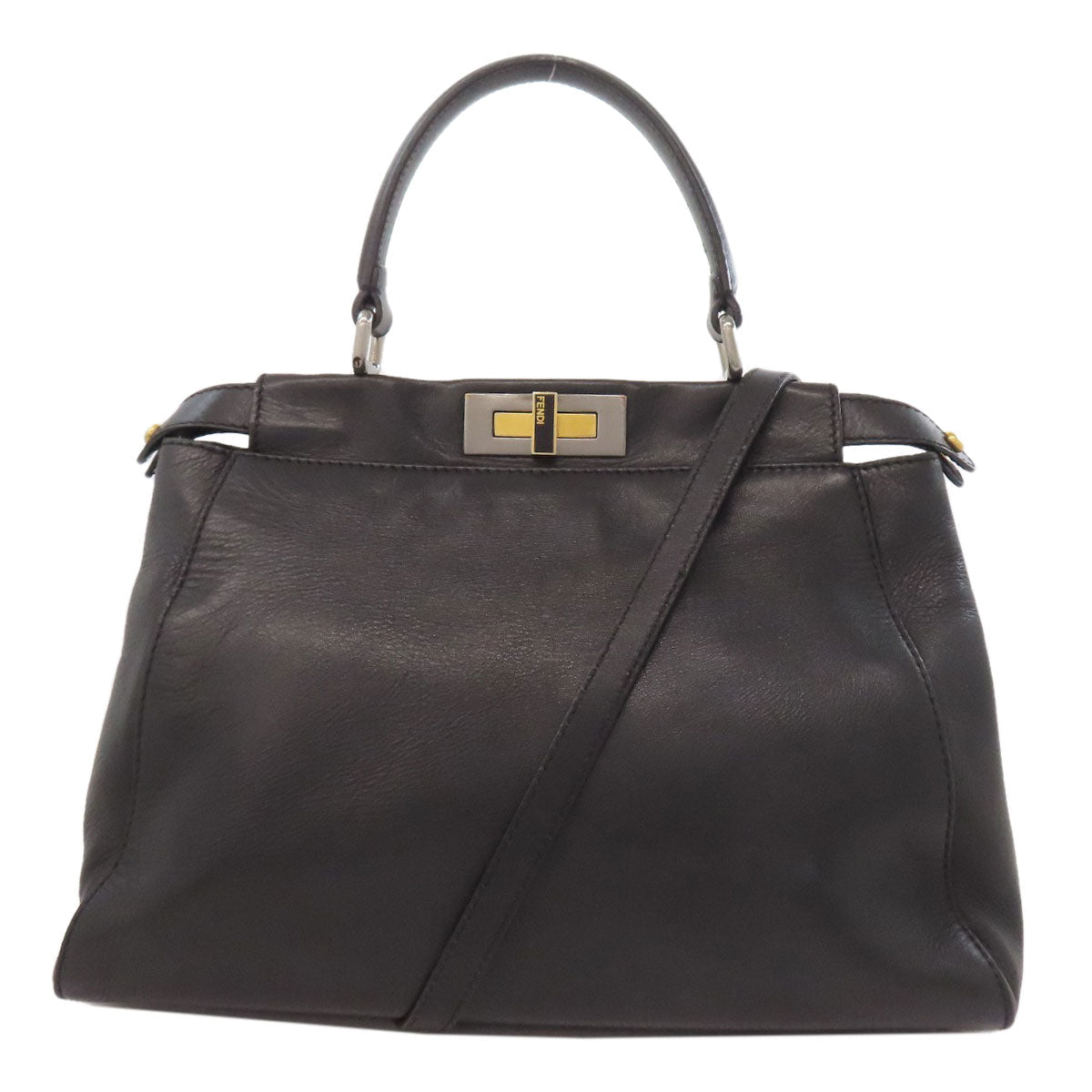 Fendi Handbag Calfskin Peekaboo 2Way Black Travel Bag