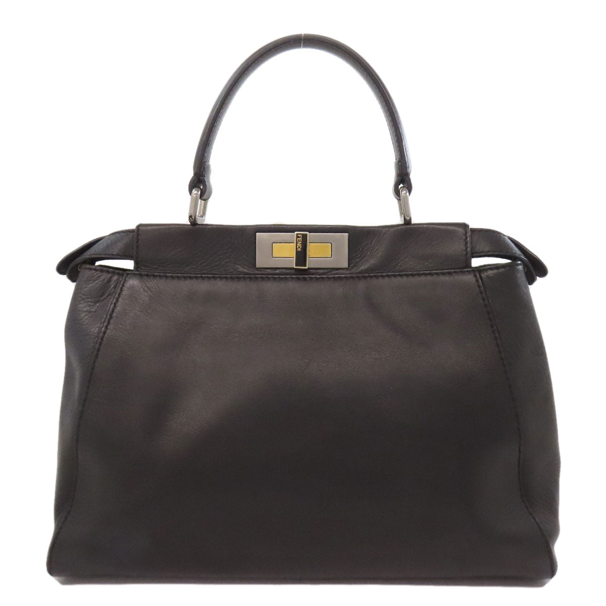 Fendi Handbag Calfskin Peekaboo 2Way Black Travel Bag