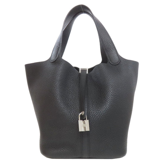 Hermes Handbag Taurillon Clemence Picotin Lock Mm Silvermetal Black Travel Bag