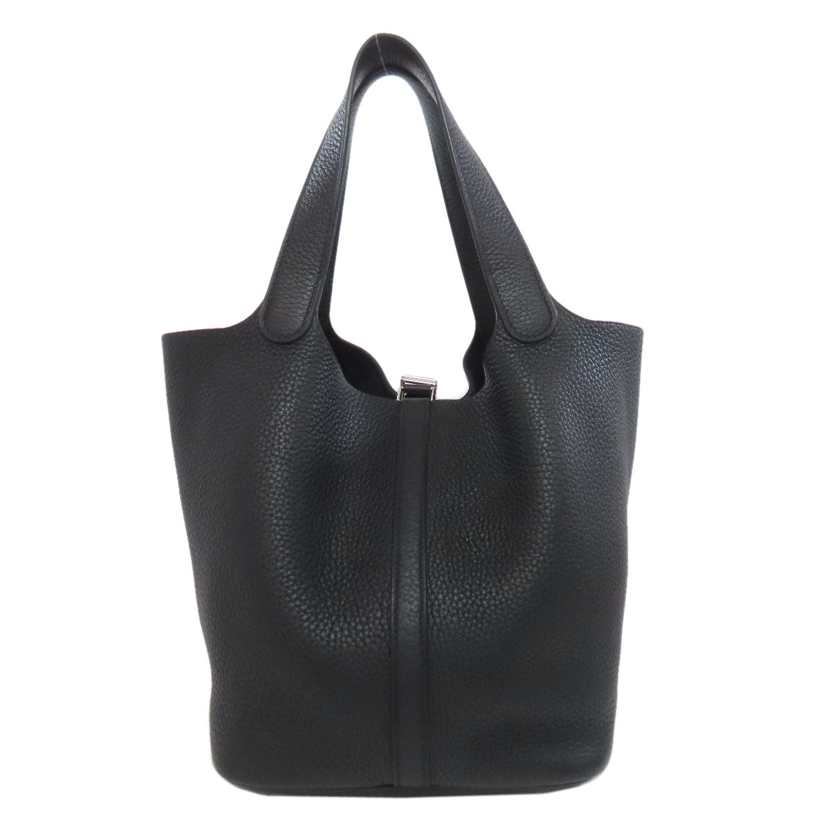 Taurillon Clemence Picotin Lock Mm Silvermetal Black Travel Bag
