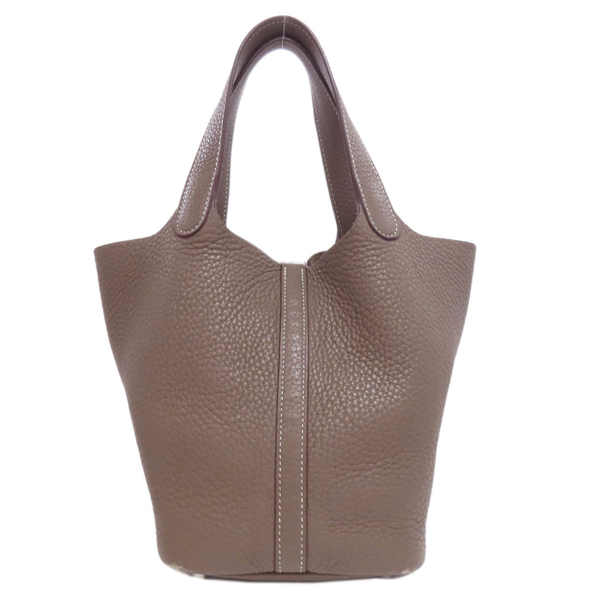 Hermes Handbag Taurillon Clemence Picotin Lock Pm Etoupe Silvermetal Beige Travel Bag