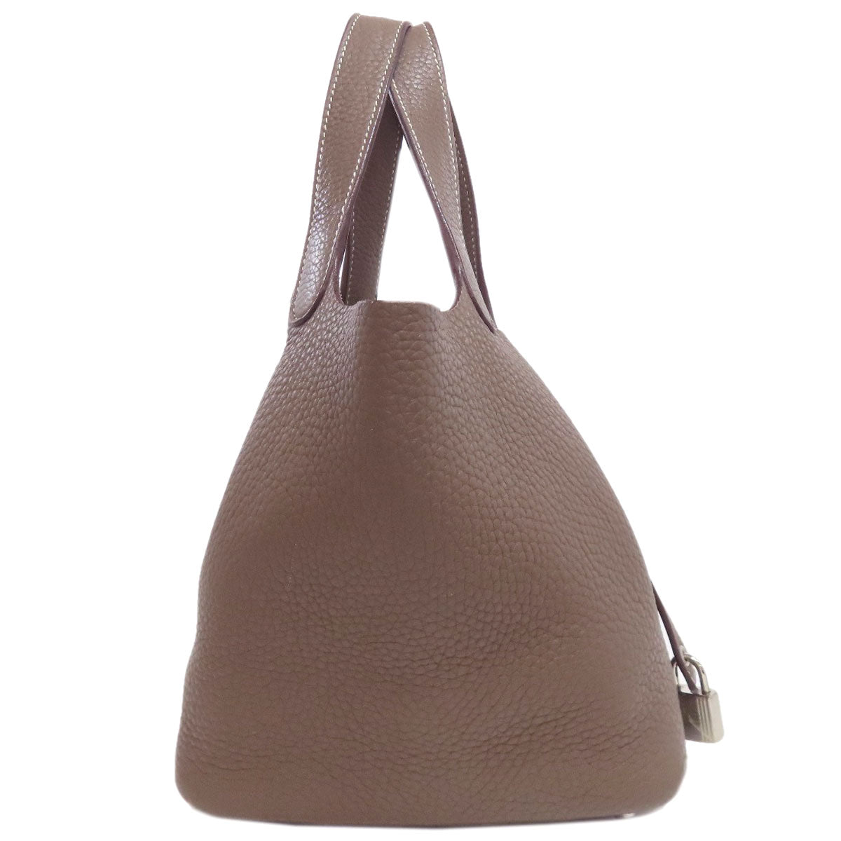 Hermes Handbag Taurillon Clemence Picotin Lock Pm Etoupe Silvermetal Beige Travel Bag