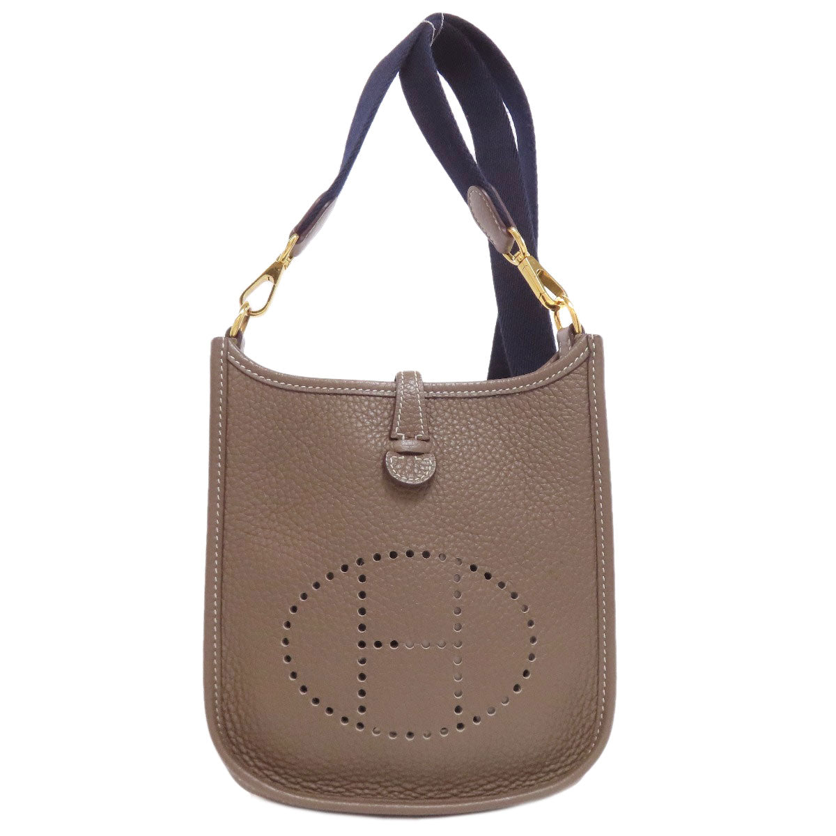 Shoulder Bag Taurillon Clemence Evelyn Amazone Etoupe Beige Gold