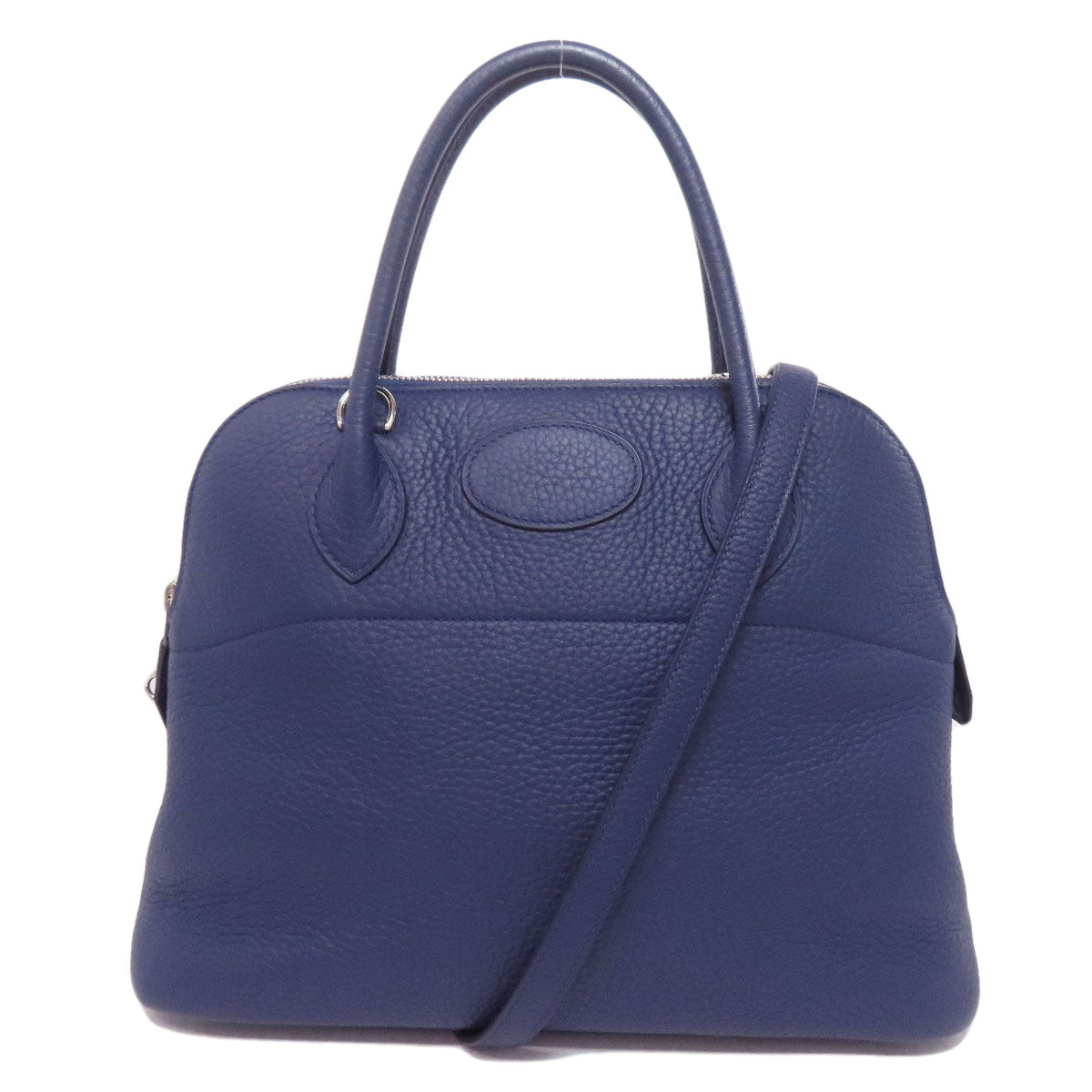 Hermes Handbag Taurillon Clemence Bolide Silvermetal Blue Travel Bag