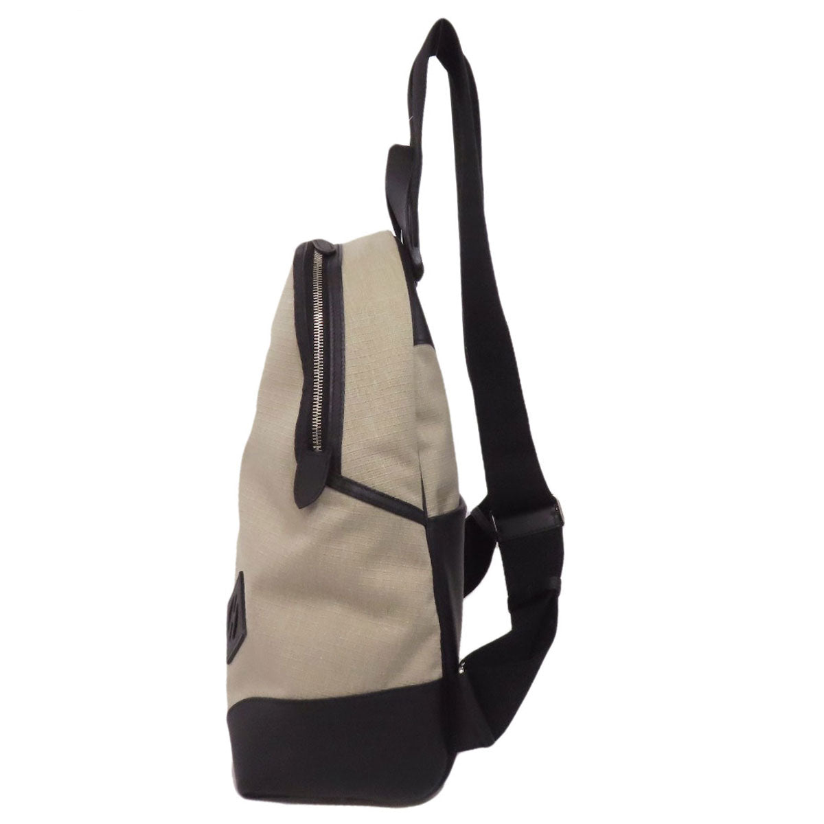 Backpack Slicked Back Metal Handbag Canvas Beige