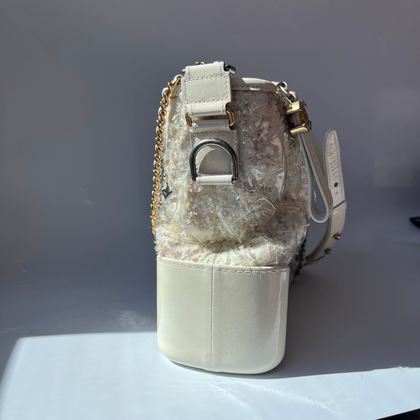 Chanel Gabrielle Hobo Tweed PVC White Shoulder Bag