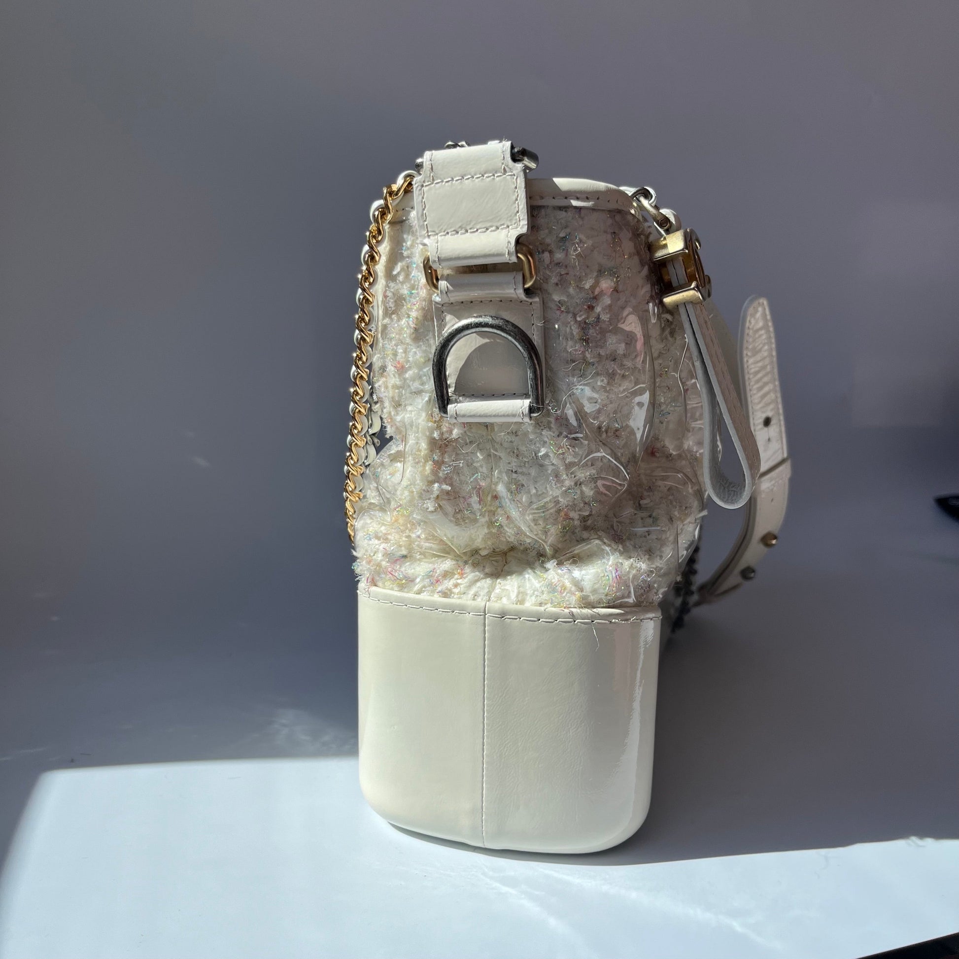 Chanel Gabrielle Hobo Tweed PVC White Shoulder Bag