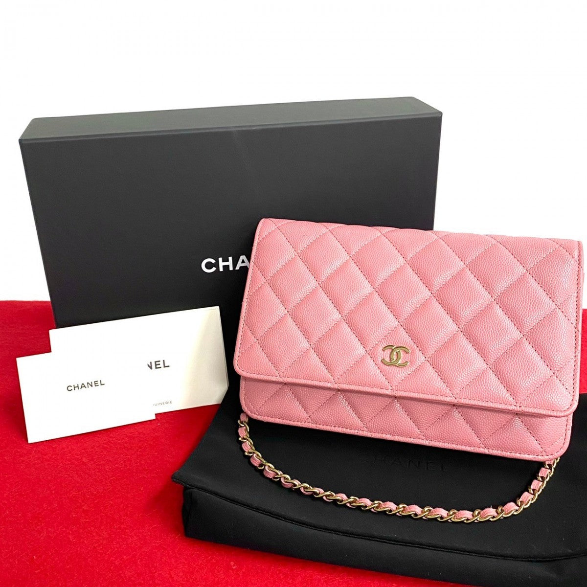 Chanel Matrasse Caviar skin Pink Leather Shoulder Bag