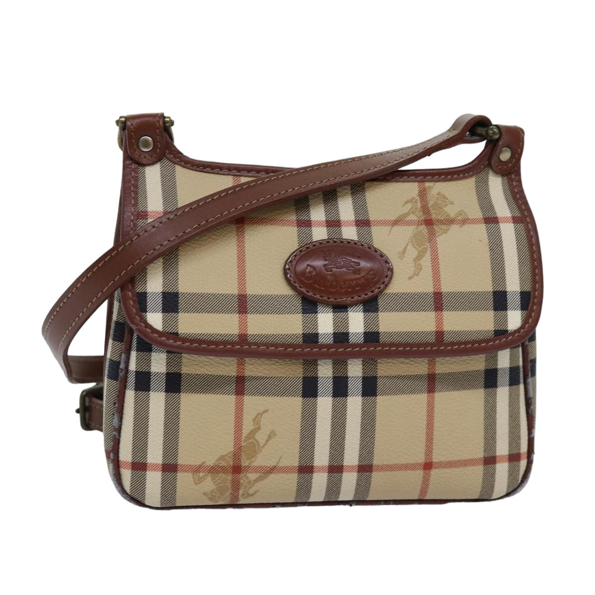 Burberry Luxury ss Nova Check Shoulder Bag Pvc Auth Leather Beige Beige Auth 76100