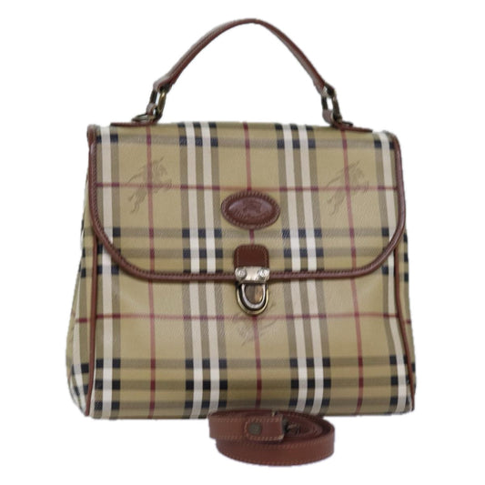 Burberry Luxury ss Nova Check Hand Bag Pvc 2Way Leather Beige Travel Bag