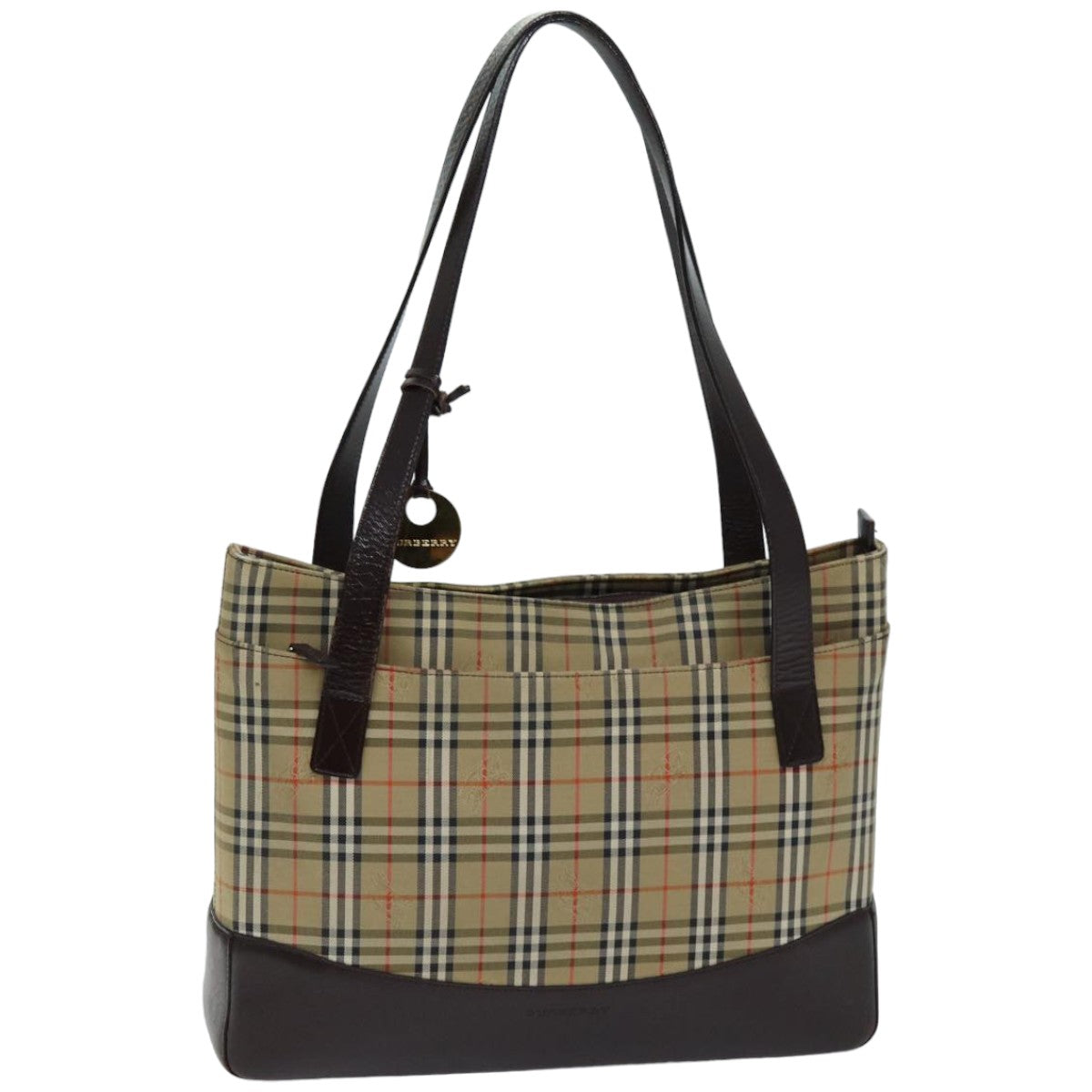 Burberry Luxury Nova Check Tote Bag Auth Canvas Beige Beige Auth 76146