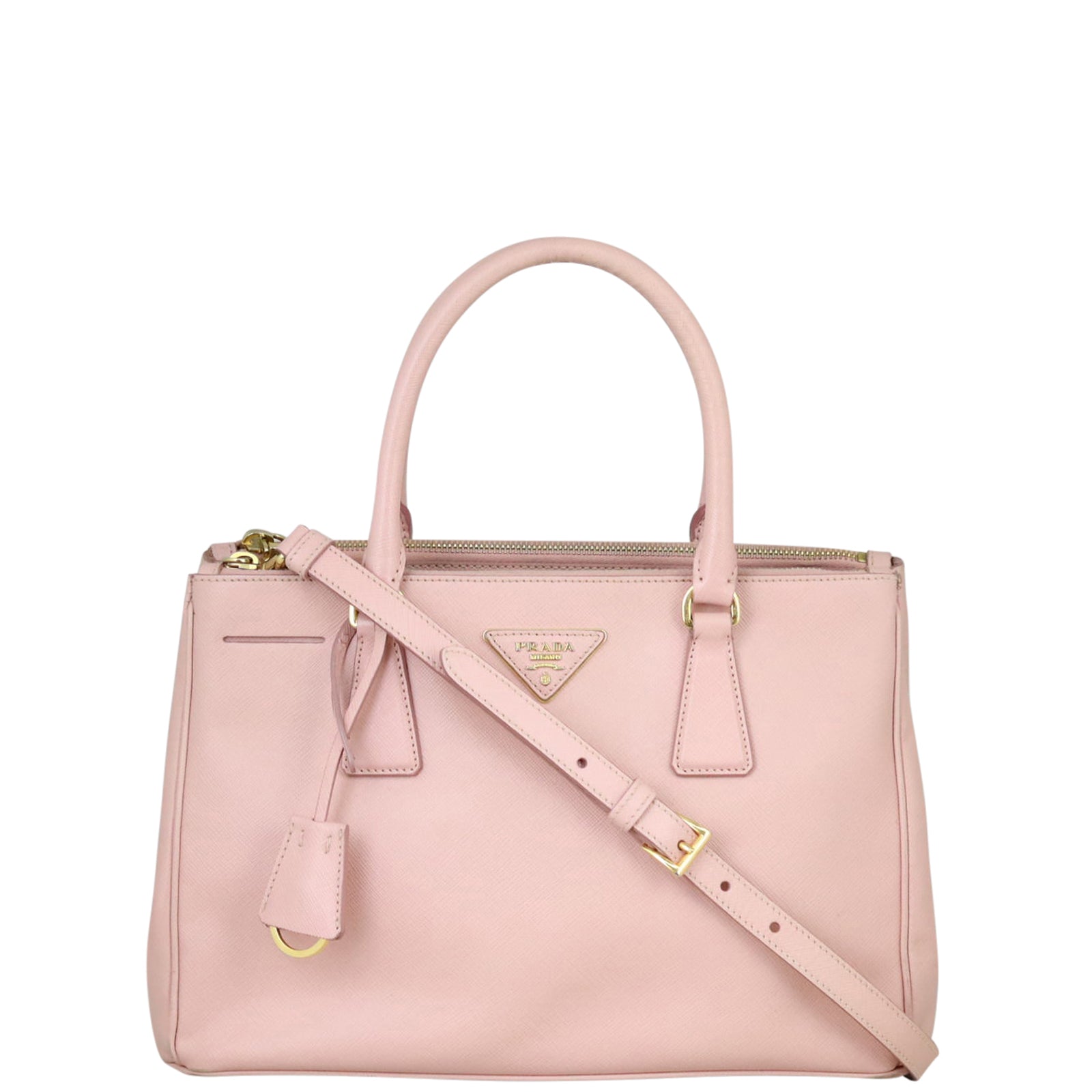 Prada Tote Bag Lux Galleria Double Tote 10 Saffiano Pink Small