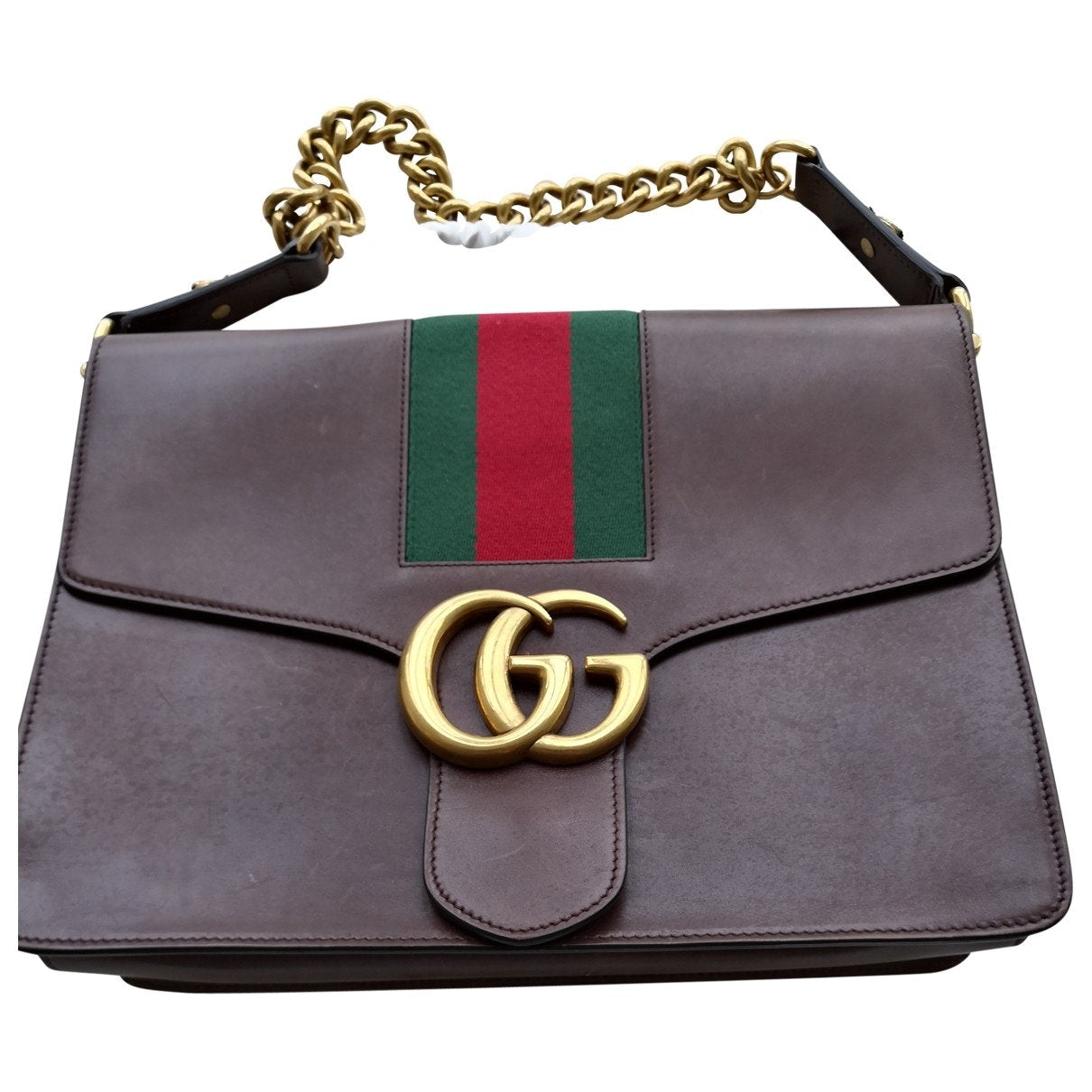 Gucci marmont brown leather handbag