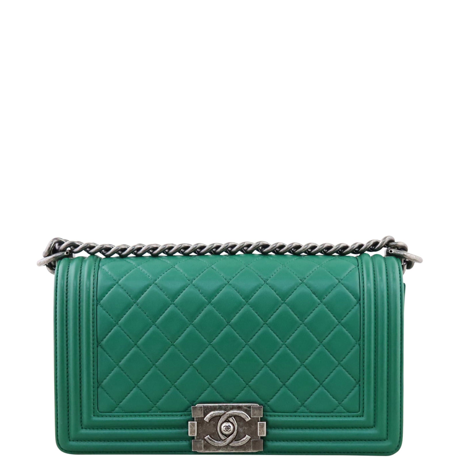 Chanel Boy Old Handbag Green Medium