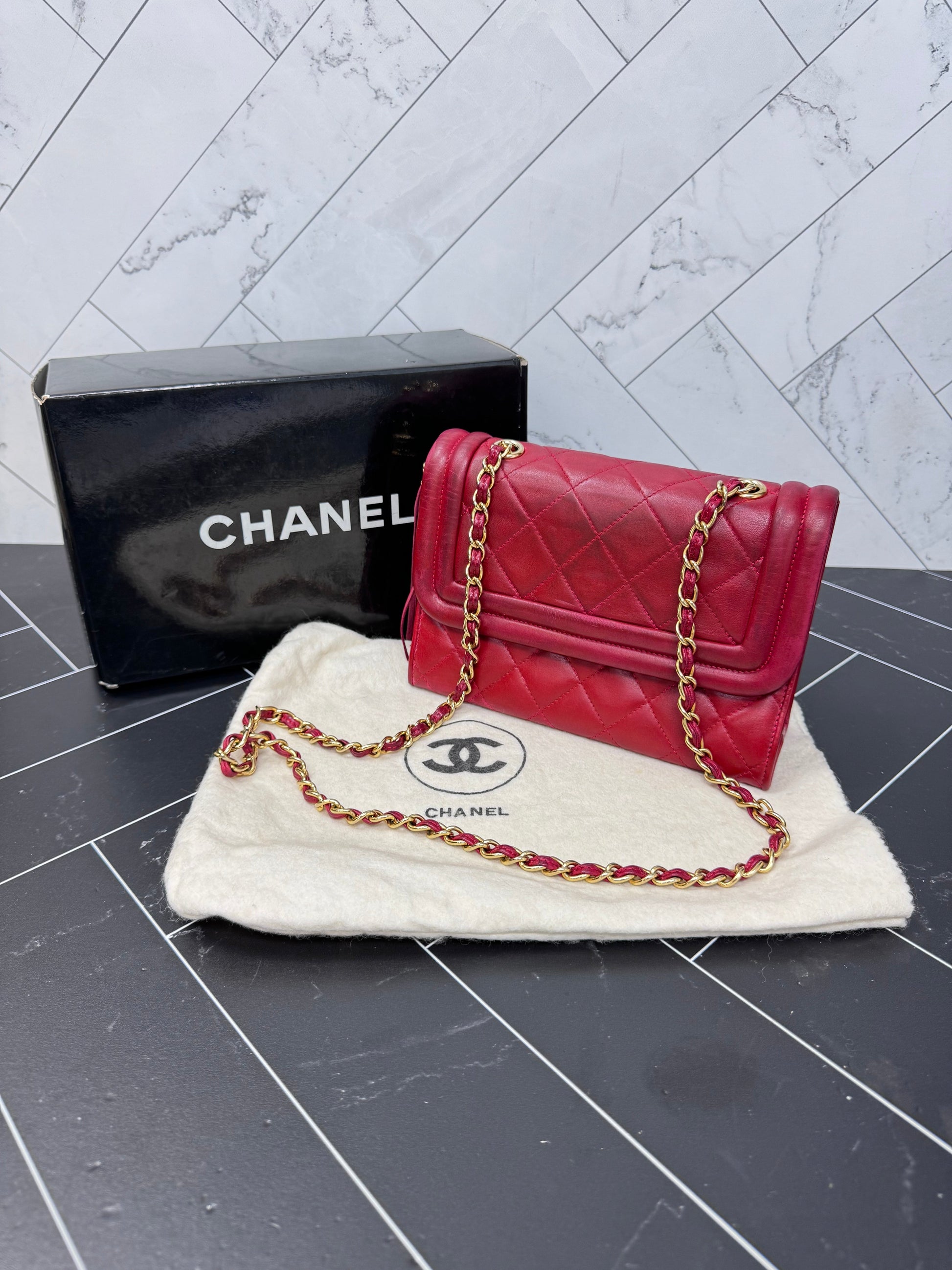 Chanel Red Mini Quilted Lambskin Crossbody Bag