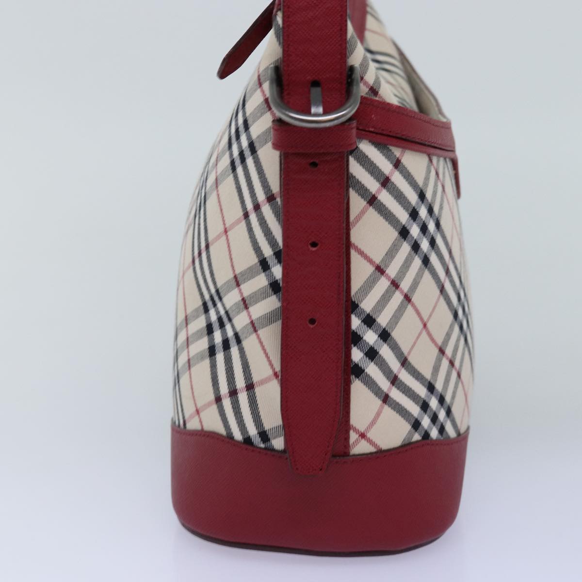 Burberry Luxury Nova Check Shoulder Bag Auth Canvas Red