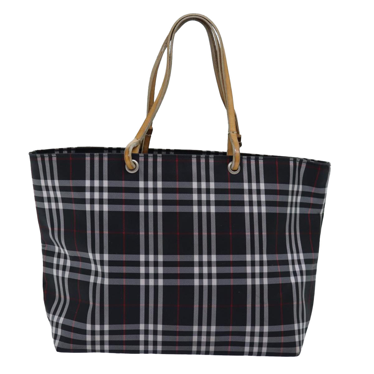 Burberry Luxury Nova Check Hand Bag Auth Nylon Black Travel Bag Black Auth 76571
