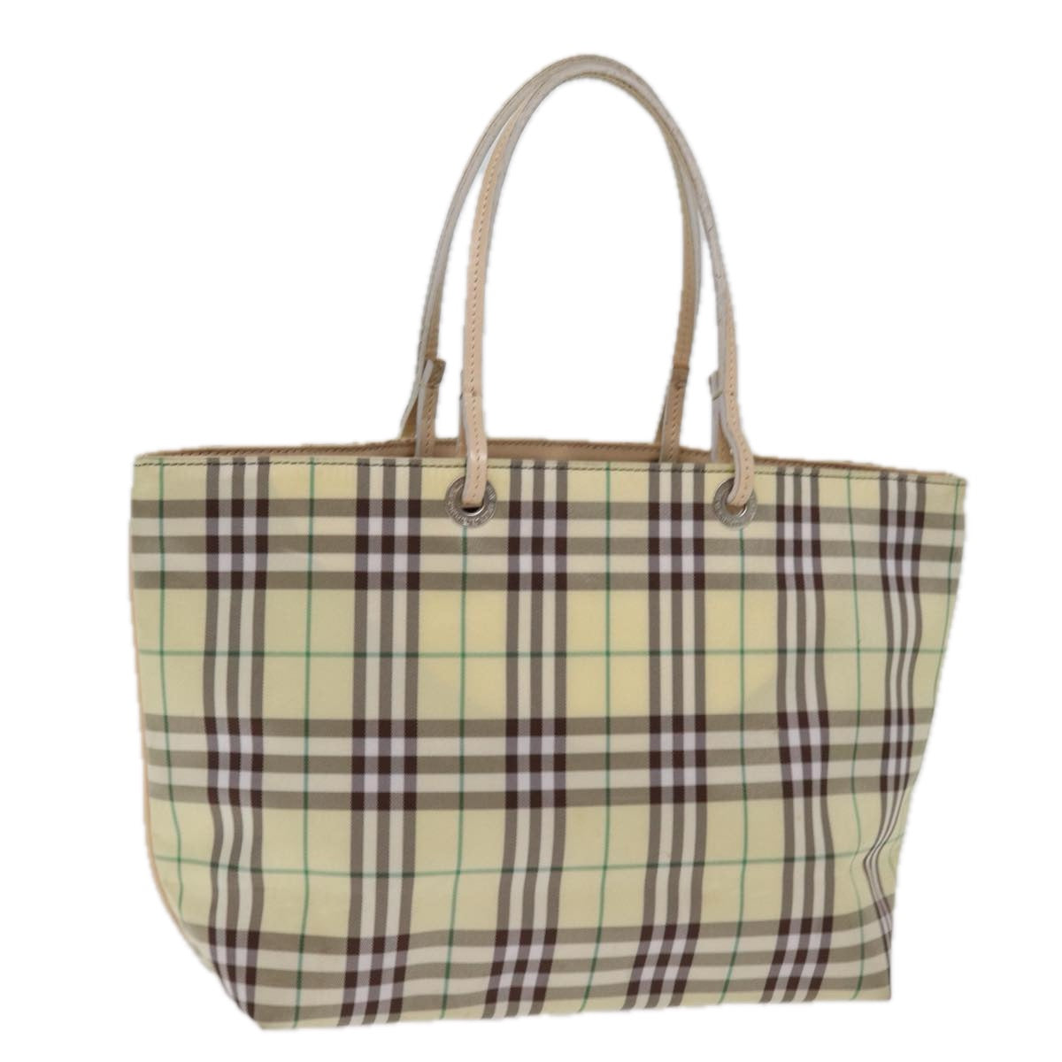 Burberry Luxury Nova Check Tote Bag Auth Nylon Beige