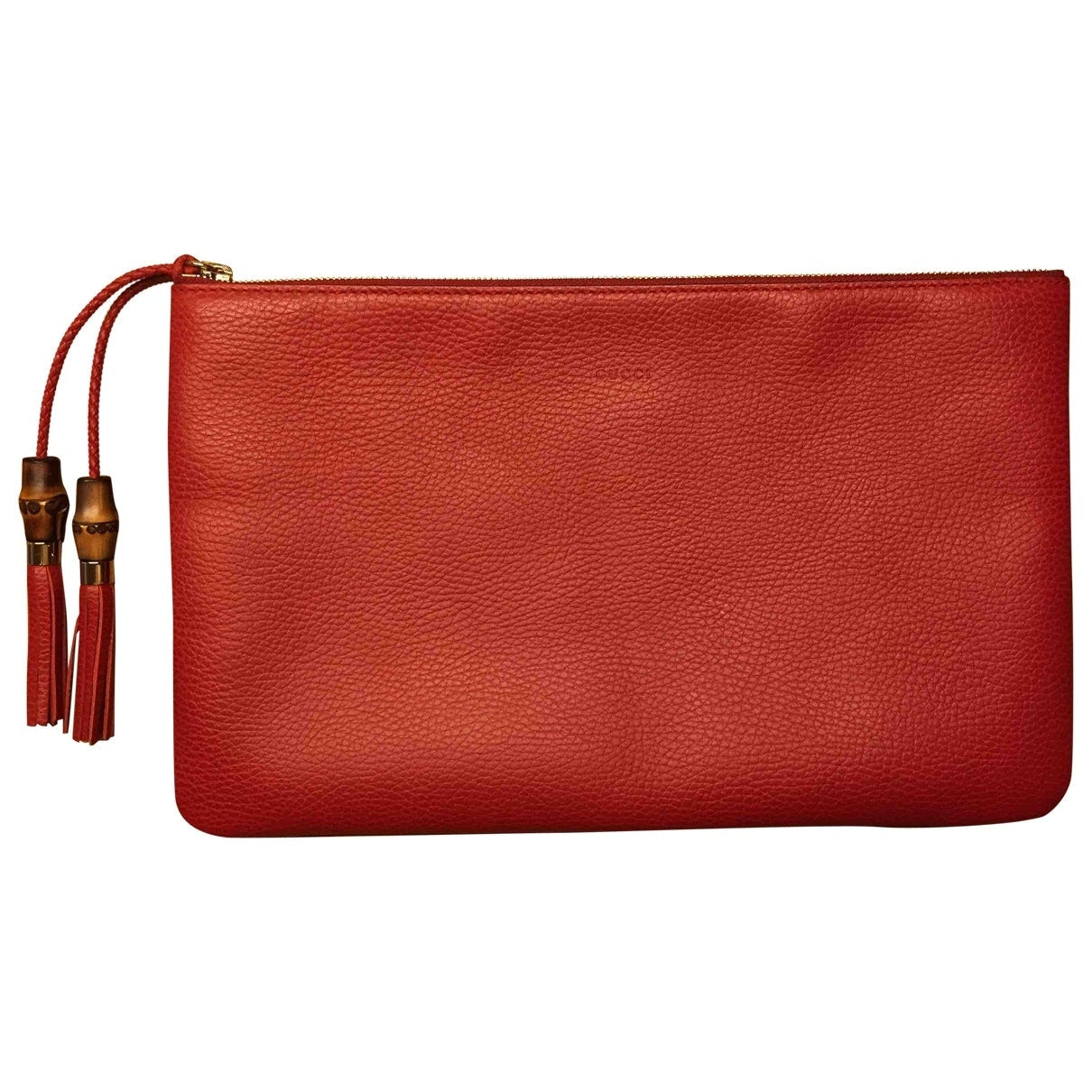 Gucci red leather clutch bag