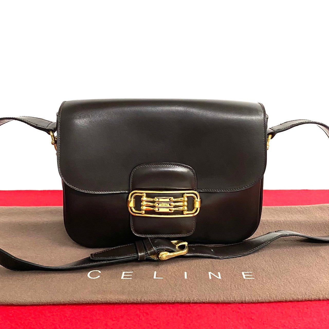 Shoulder Bag Horsebit Women Leather Brown