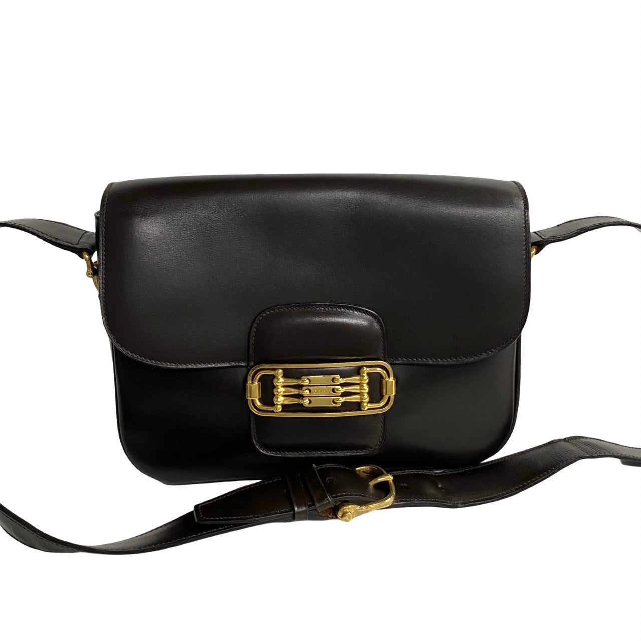 Shoulder Bag Horsebit Women Leather Brown
