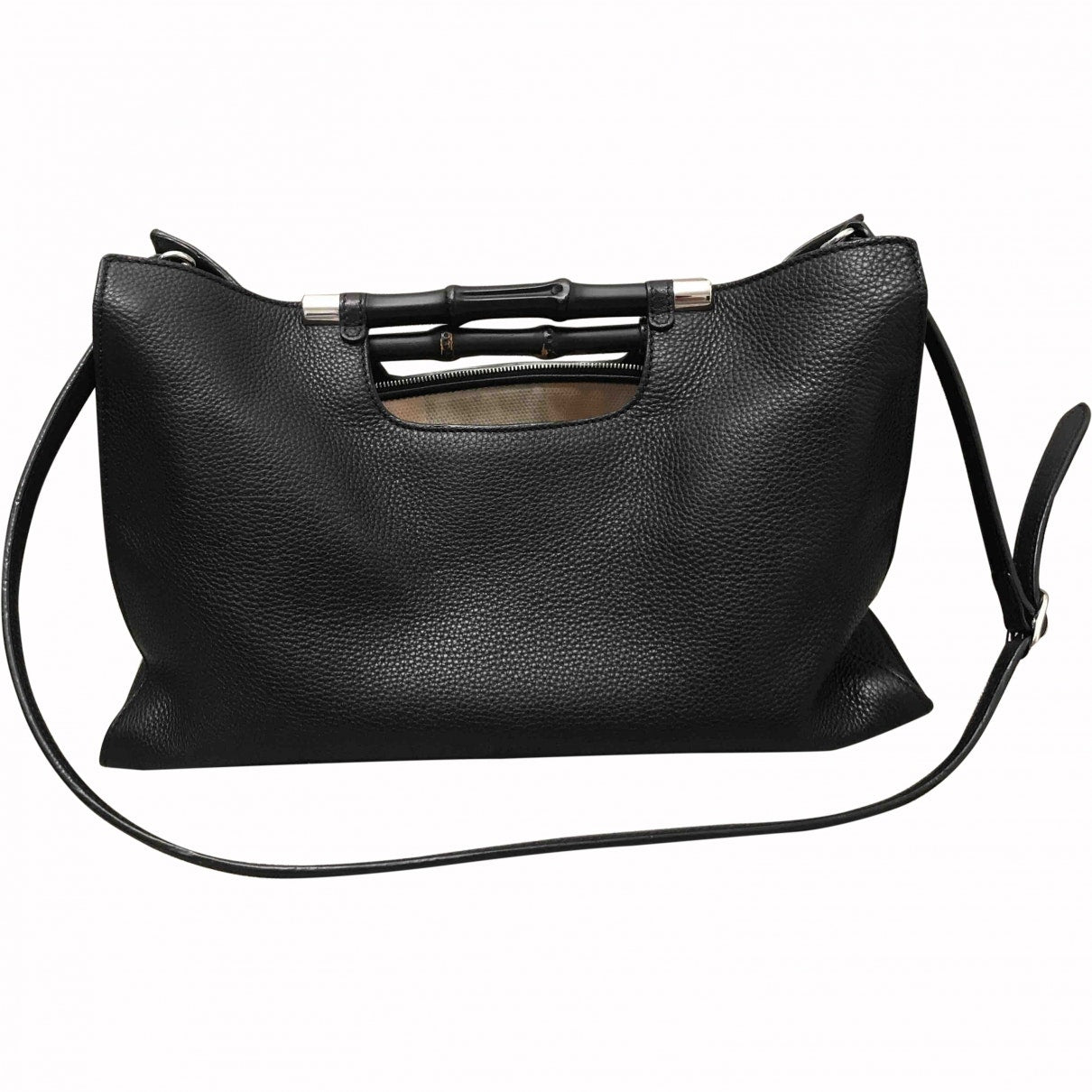 Gucci bamboo black leather handbag