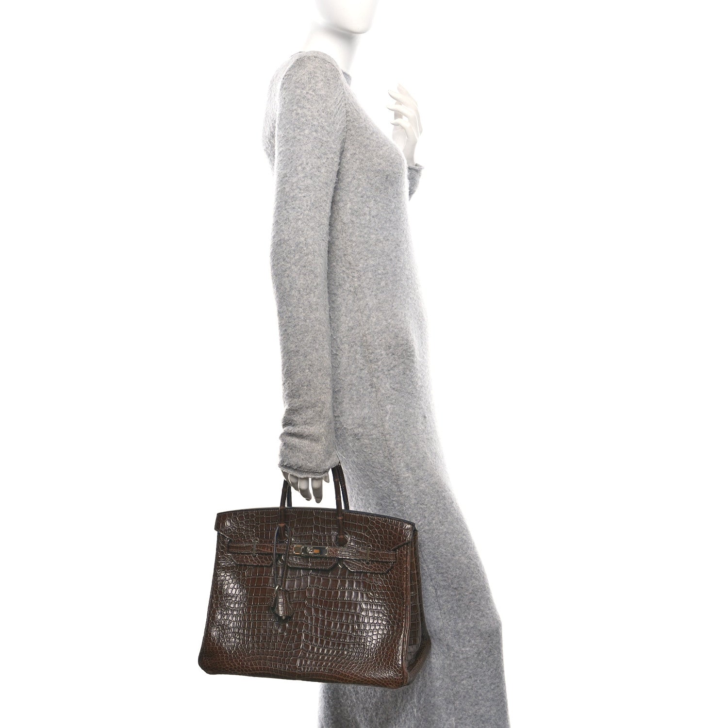 Hermes Shiny Porosus Crocodile Birkin Havane Handbag Travel Bag