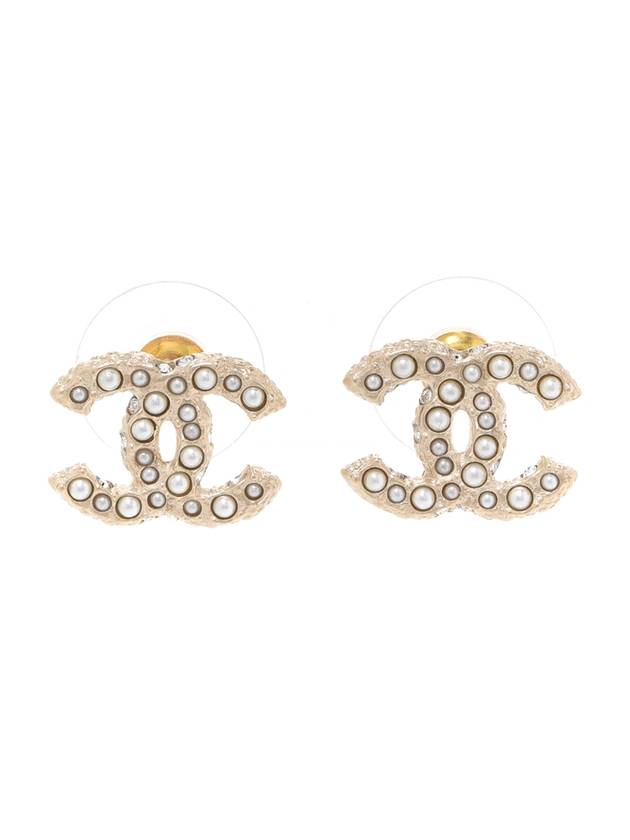 Earrings Metal Strass Resin & Gold Pearly White Chanel