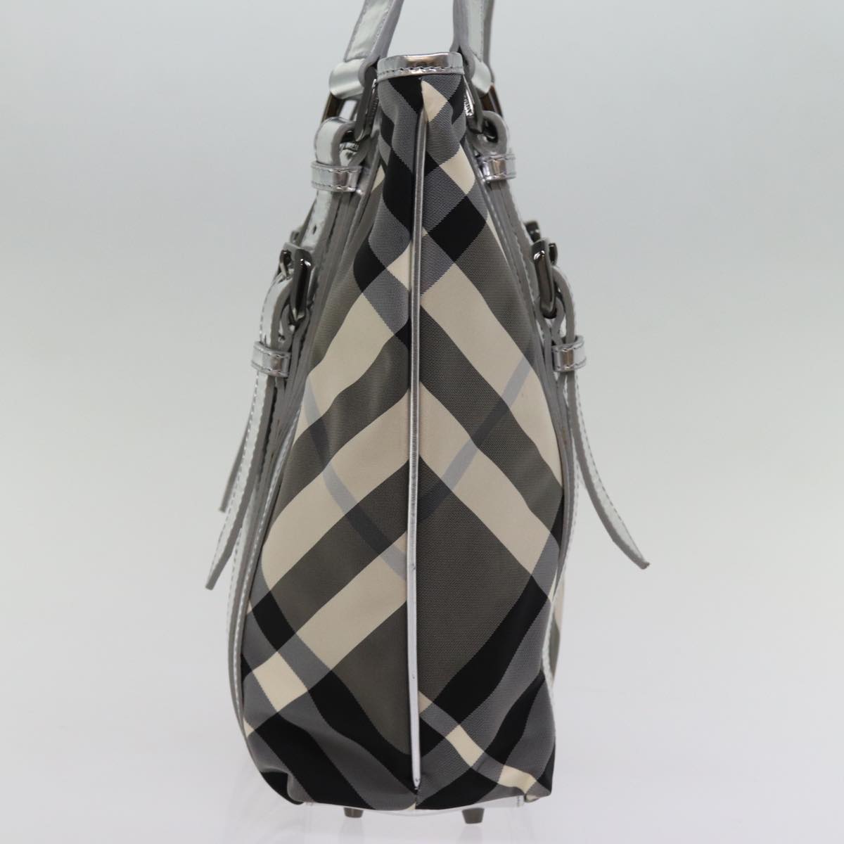 Burberry Luxury Nova Check Tote Bag Auth Nylon Gray