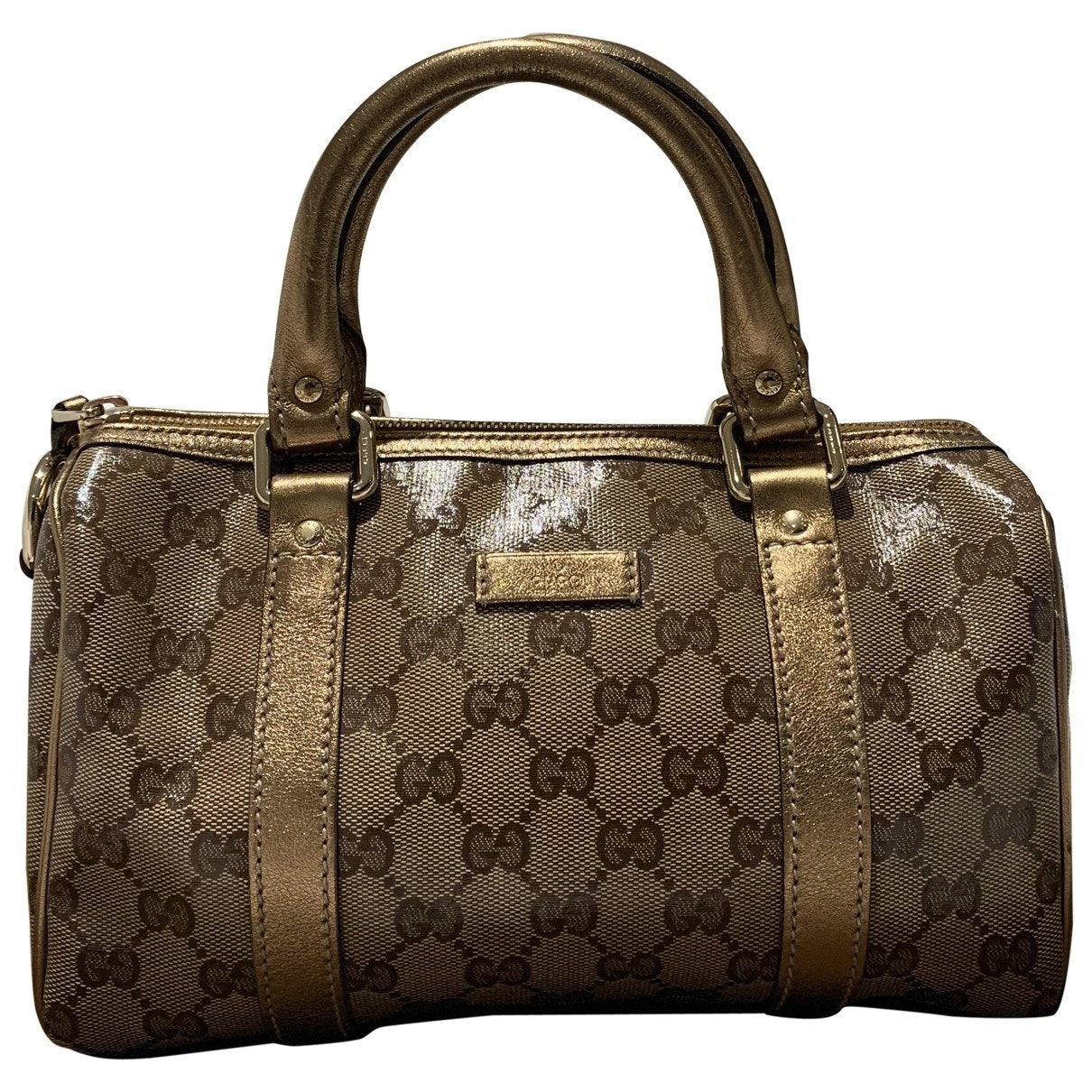 Gucci boston gold cloth handbag