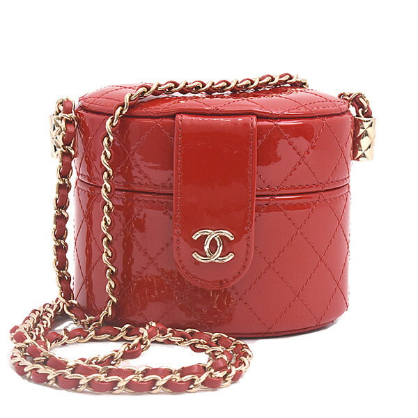 Chanel Patent Leather Matelassé Mini Chain Vanity Shoulder Bag