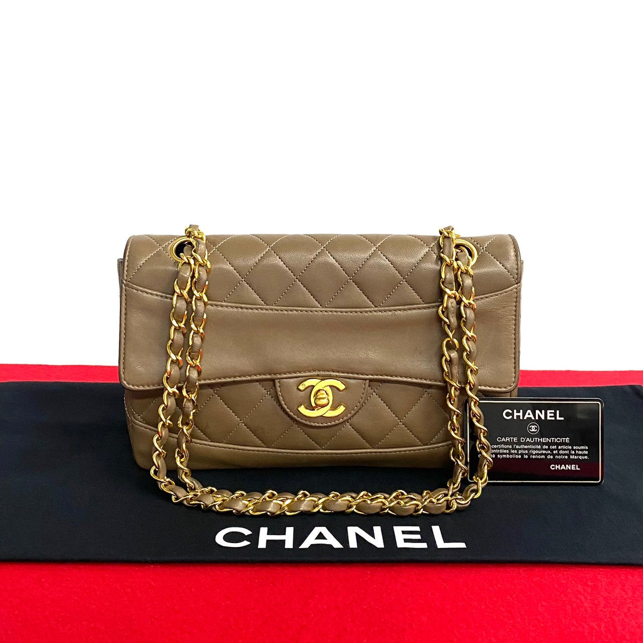 Chanel lambskin COCO Mark Matrasse Brown Shoulder Bag