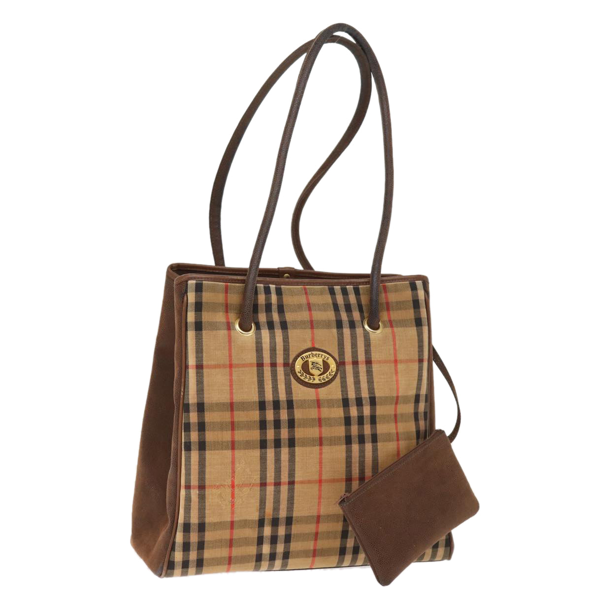 Burberry Luxury ss Nova Check Tote Bag Auth Canvas Beige Beige Auth 77379