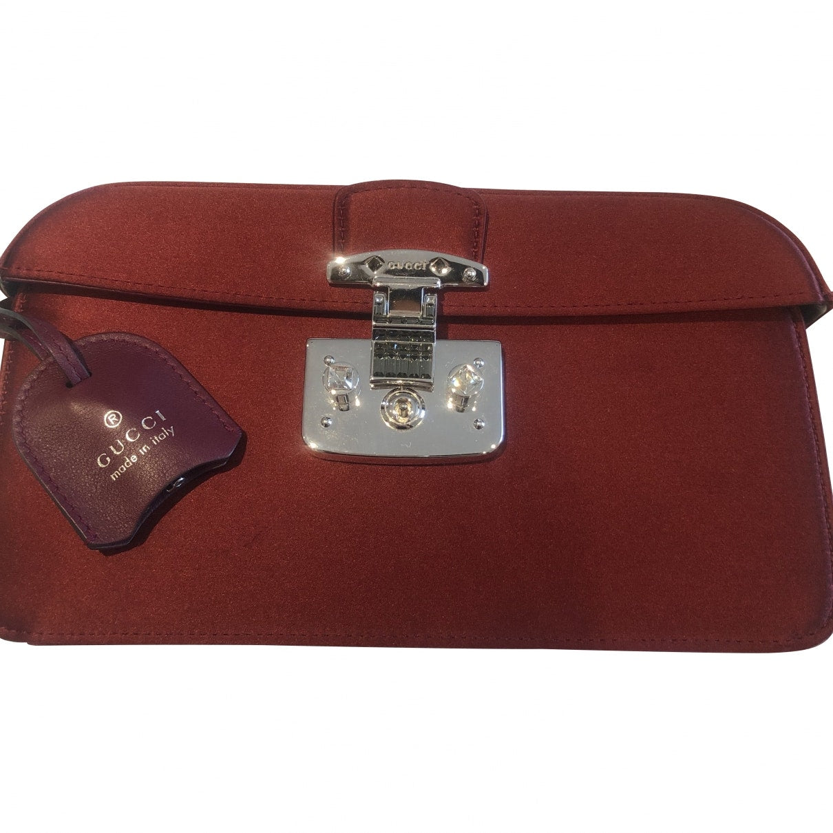 Gucci red silk clutch bag