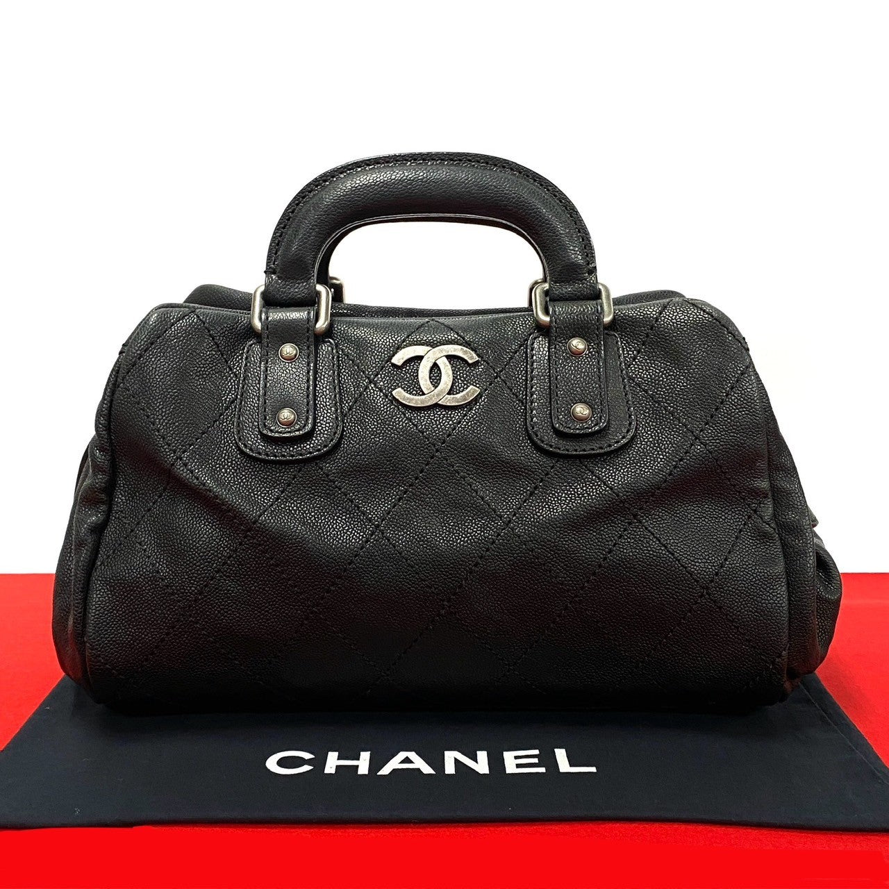Chanel Boston Duffel Matt caviar skin Wild Black Travel Bag