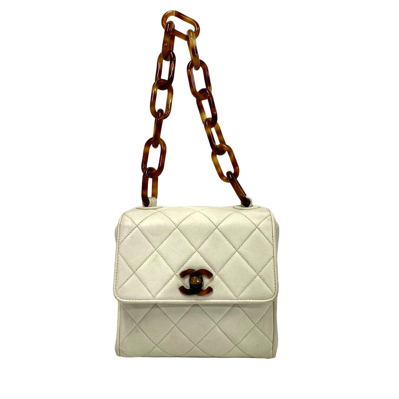 Chanel lambskin Matrasse White Handbag