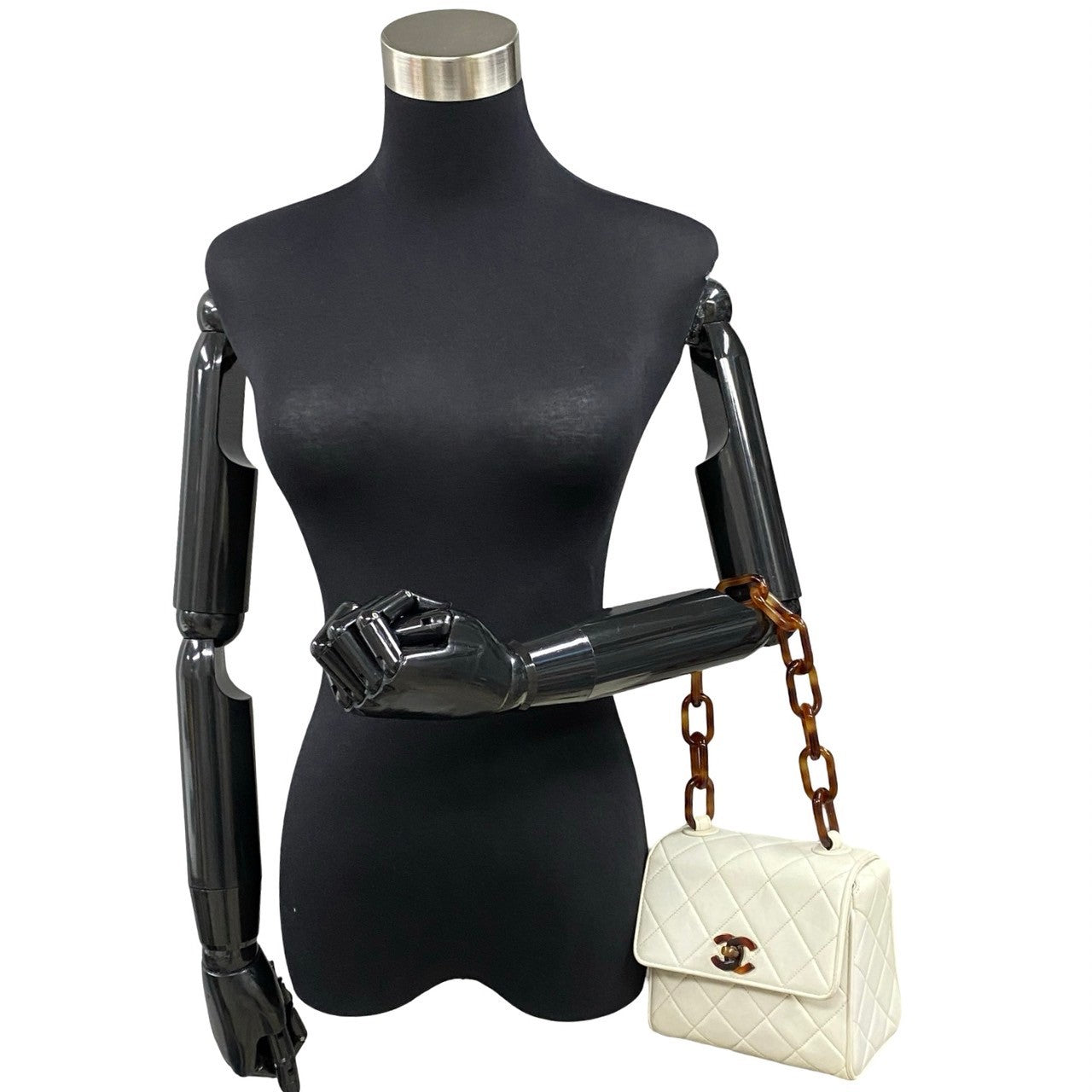 Chanel lambskin Matrasse White Handbag