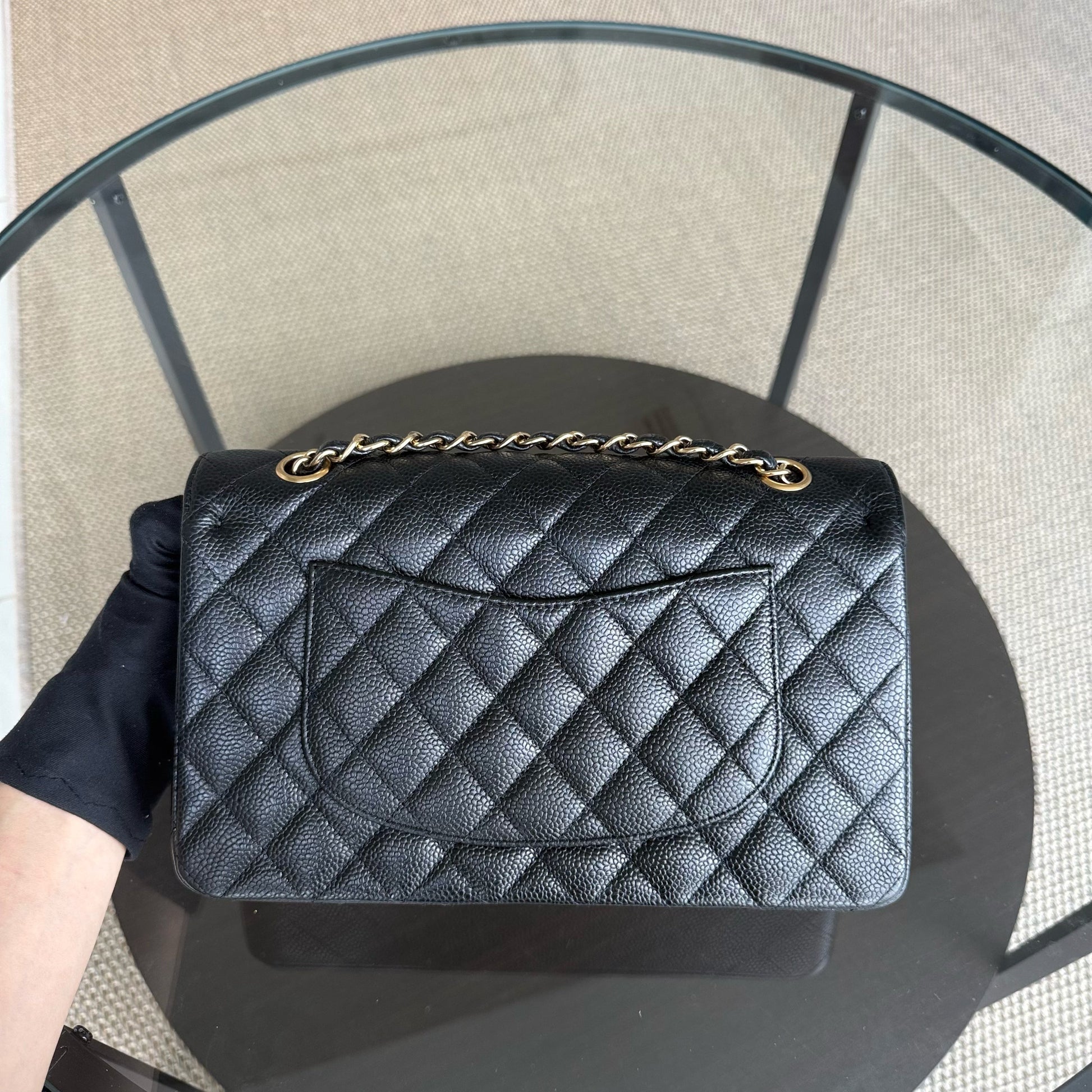 Chanel Classic Flap Medium - Caviar 25CM Quilted Grained Calfskin Black Gold Hardware Series 14