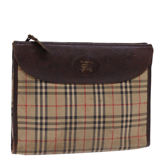 Burberry Luxury ss Nova Check Clutch Bag Auth Canvas Beige Beige Auth 77699