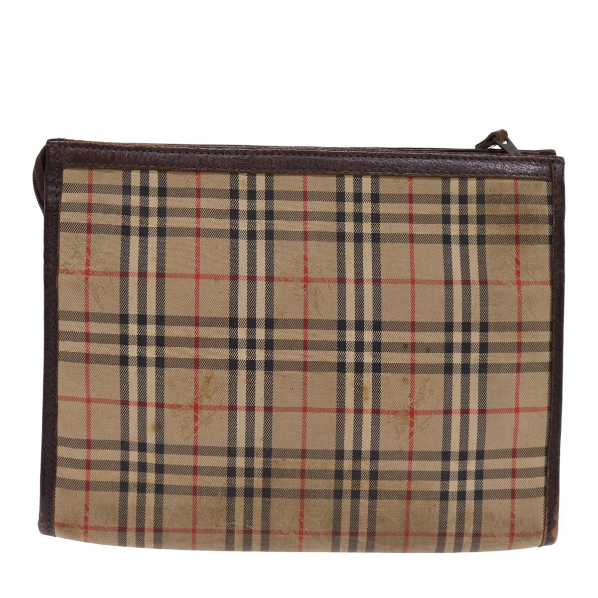 Burberry Luxury ss Nova Check Clutch Bag Auth Canvas Beige Beige Auth 77699