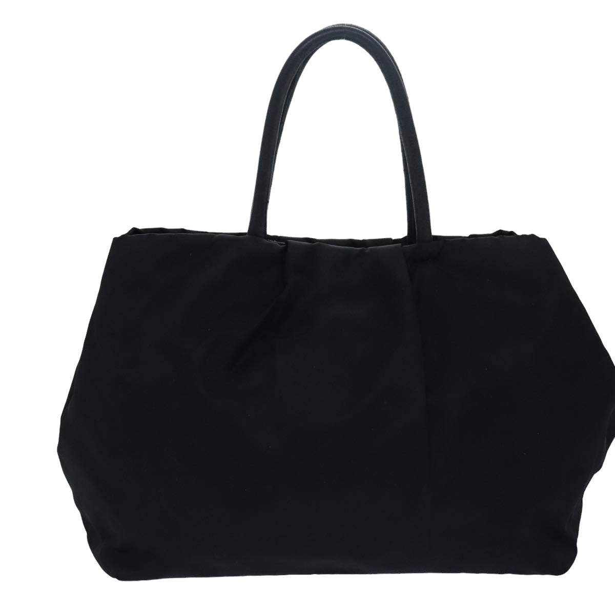 Prada Hand Bag Auth Leather Nylon Black Travel Bag