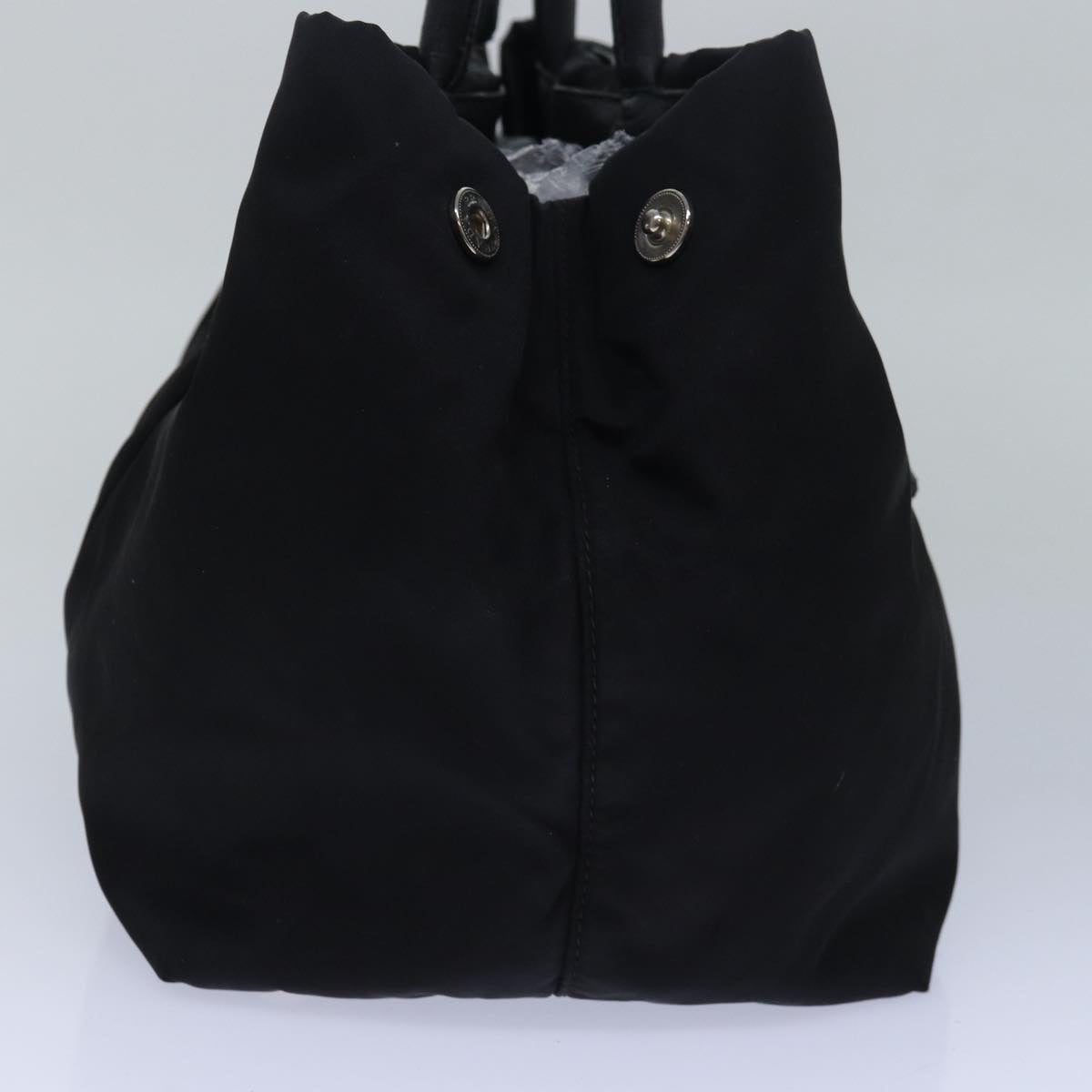 Prada Hand Bag Auth Leather Nylon Black Travel Bag