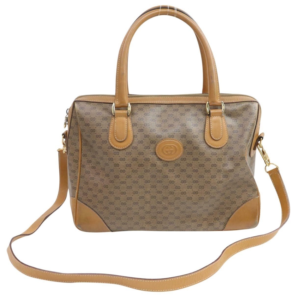 Gucci boston brown cloth handbag