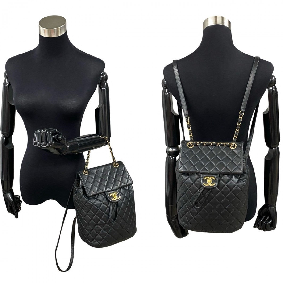 Chanel Backpack lambskin COCO Mark Matrasse Black