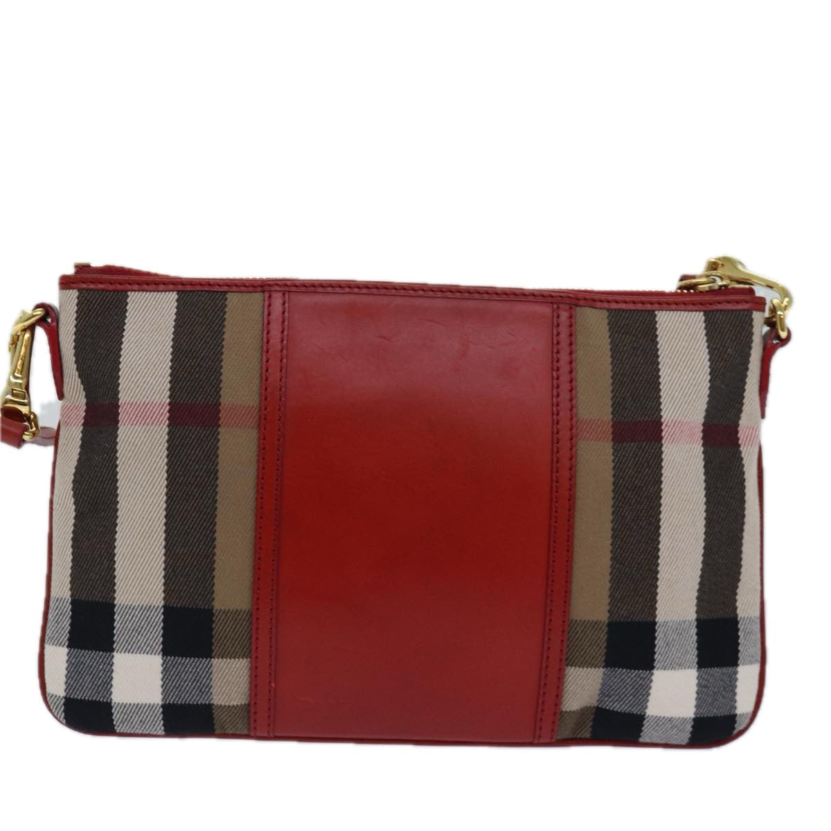 Burberry Luxury Nova Check Shoulder Bag Auth Leather Canvas Beige