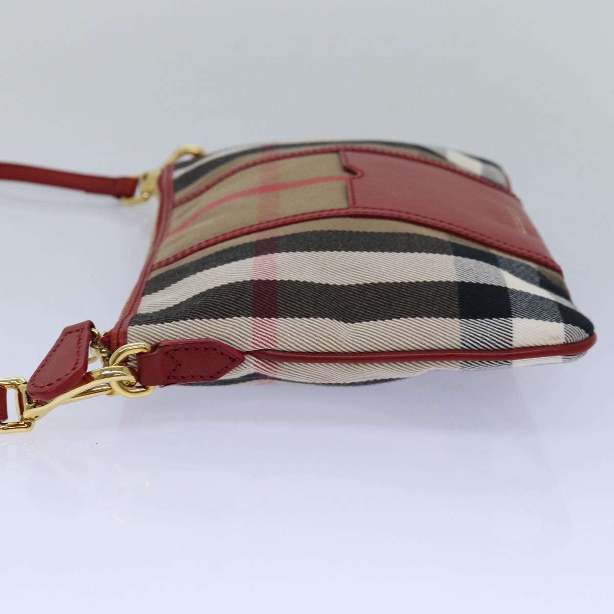 Burberry Luxury Nova Check Shoulder Bag Auth Leather Canvas Beige