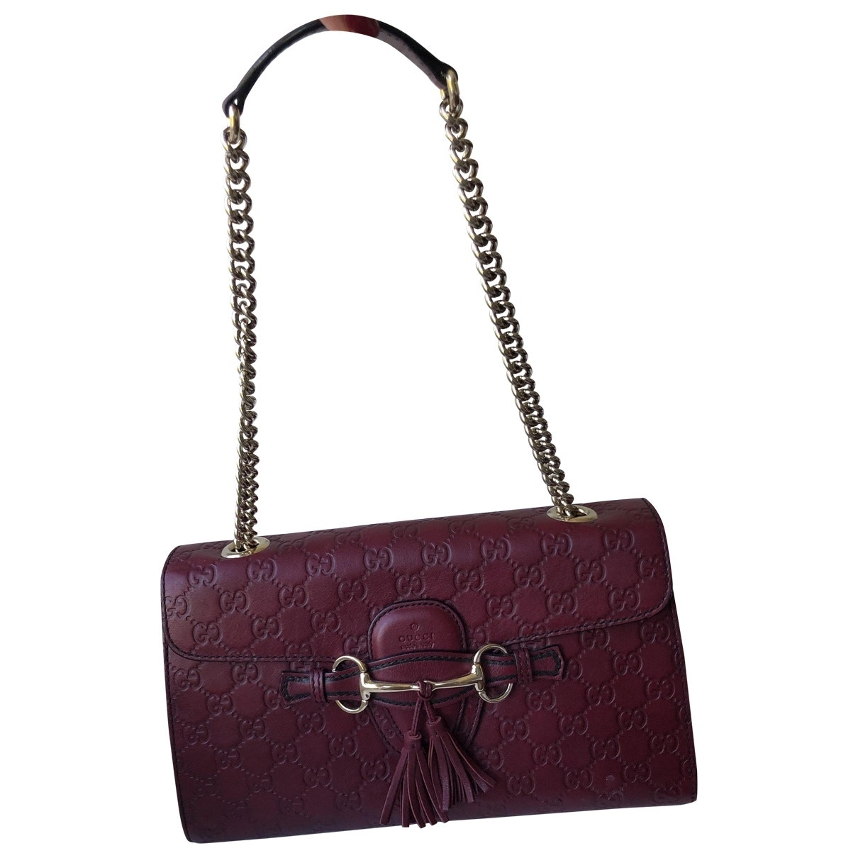Gucci emily burgundy leather handbag