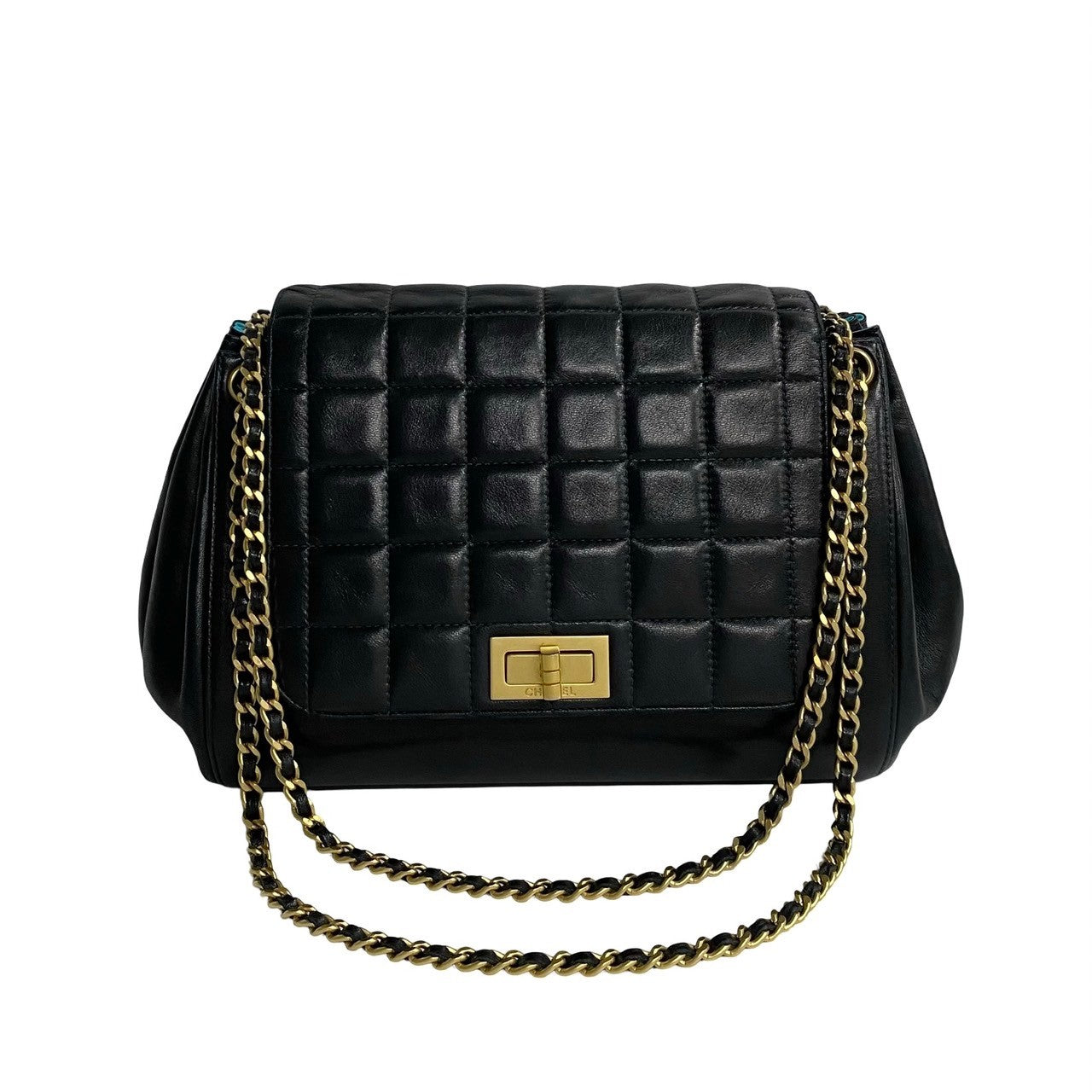 Chanel lambskin 2.55 Chocolate bar Black Shoulder Bag 778C777