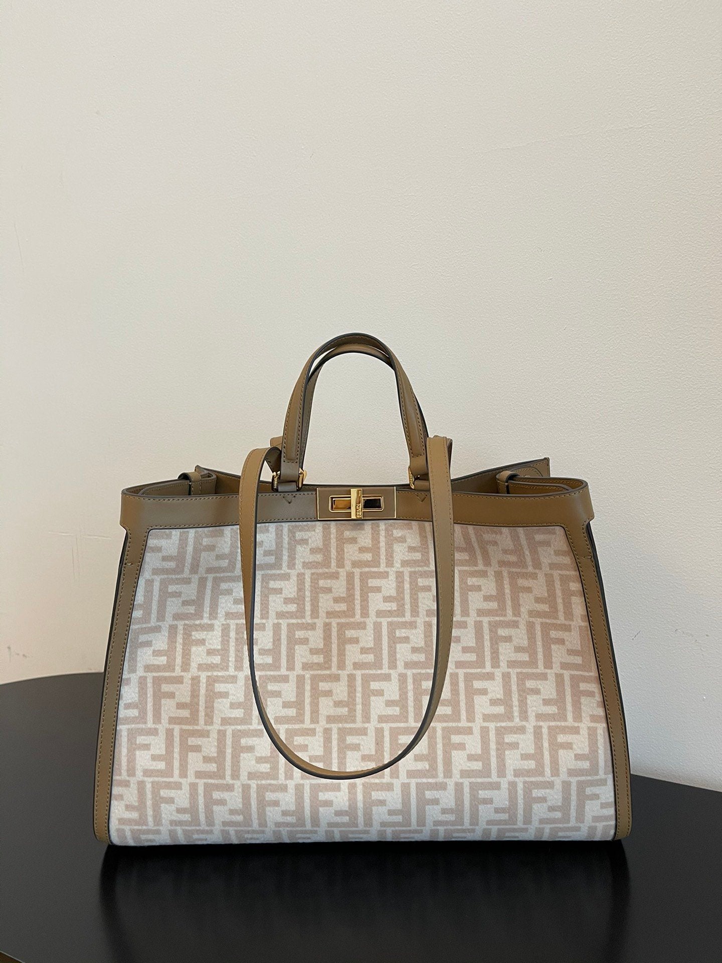 Fendi Top QualityTop Quality Peekaboo X- Canvas Beige FF Shoulder Bag
