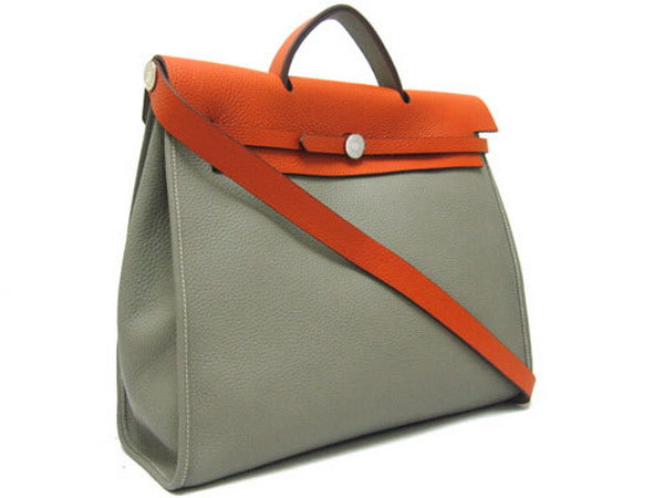 Hermes Luxury Herbag Way Grey Travel Bag